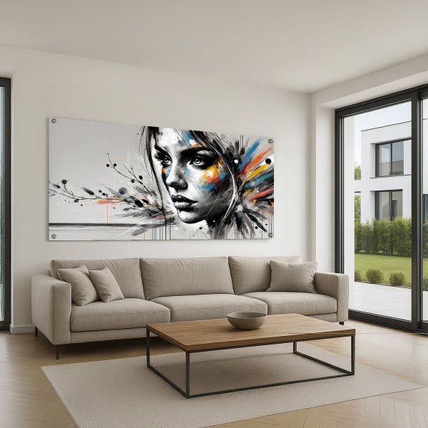 דיוקן נשי מופשט בצבעים – תמונות זכוכית