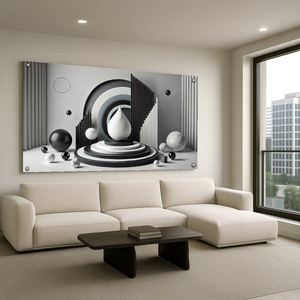 תמונת זכוכית שחור לבן גאומטרית