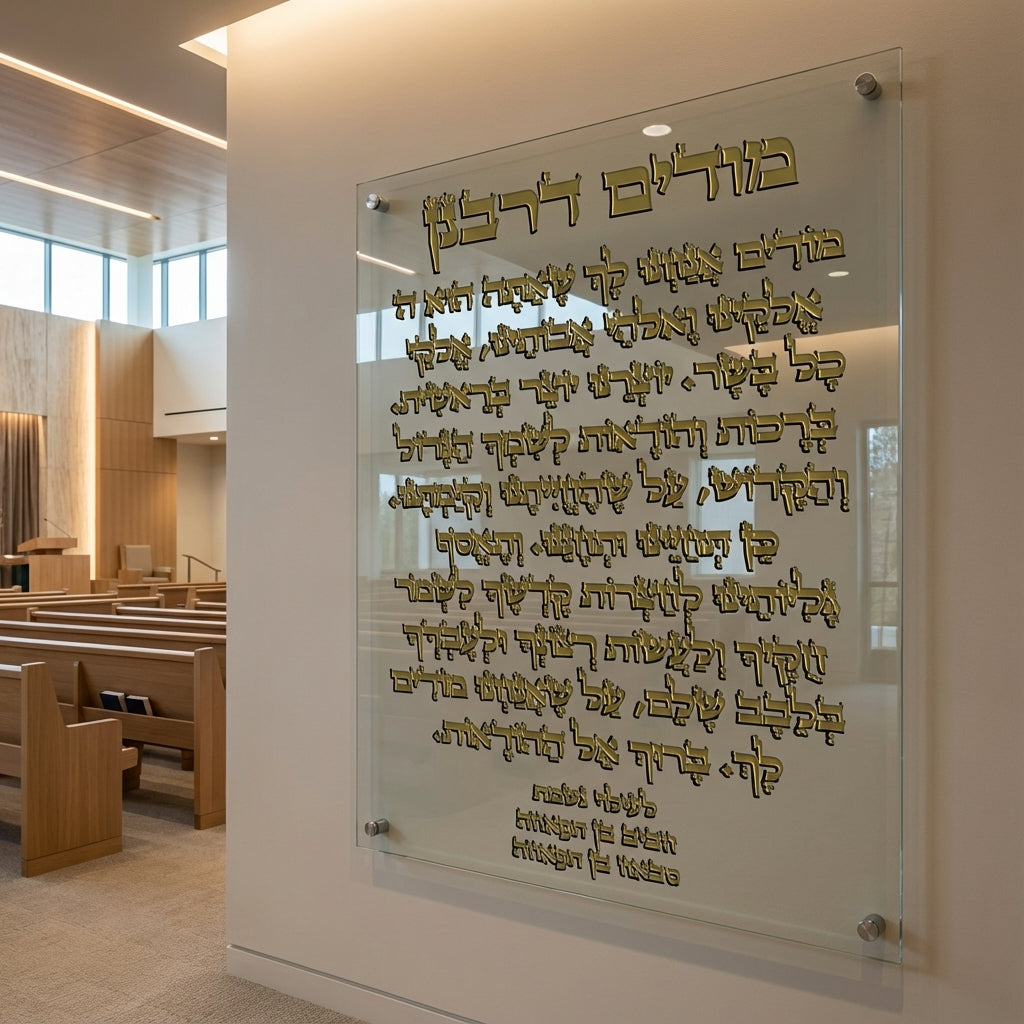 מודים דרבנן זהב על זכוכית