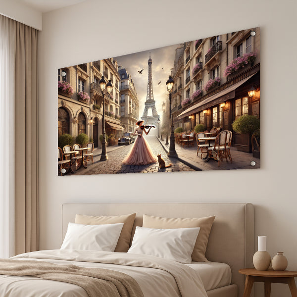 נגנית כינור בפריז למרגלות מגדל אייפל – תמונות לבית