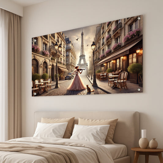 נגנית כינור בפריז למרגלות מגדל אייפל – תמונות לבית