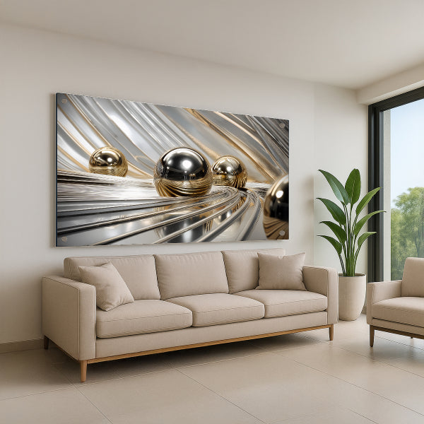 הדפסה על זכוכית כדורי כסף וזהב