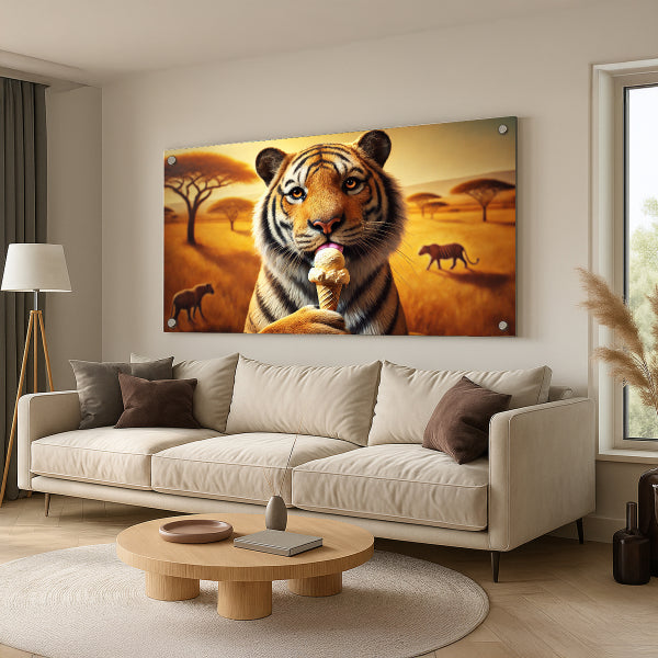 טיגריס עם גלידה במדבר זהוב – תמונות לבית