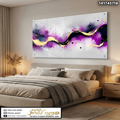 תמונה מ.AbstractArt של מאורע צבעוני - תמונות לבית - צבעים סגול, שחור וזהב