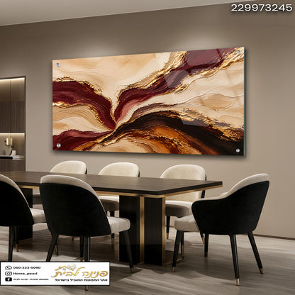 תמונה של יצירת אמנות אבסטרקטית על זכוכית - הדפסה על זכוכית - צבעים חמים
