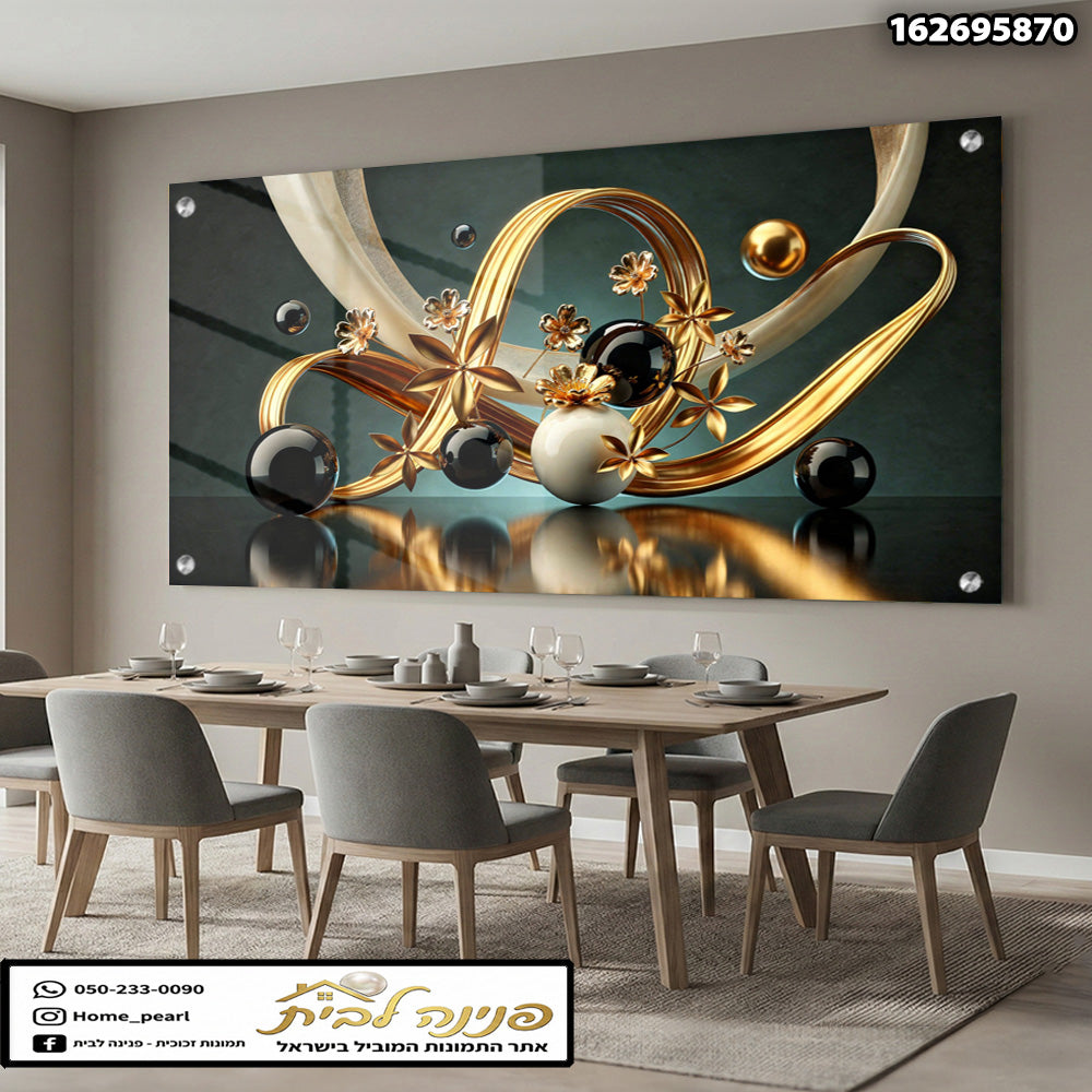 תמונה של קישוט קיר מודרני - תמונות קיר - צבעים זהב, שחור ולבן