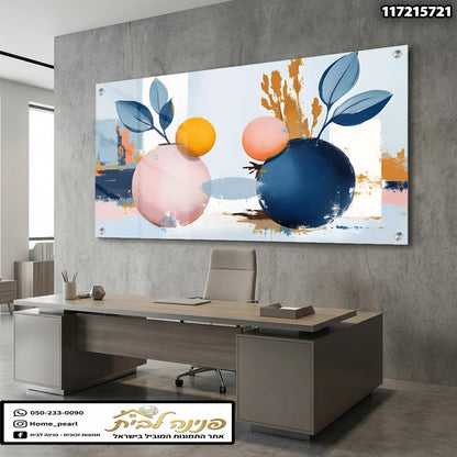 תמונה של תמונות קיר צבעוניות בסגנון מודרני - תמונות קיר - צבעים ורוד, כחול, צהוב