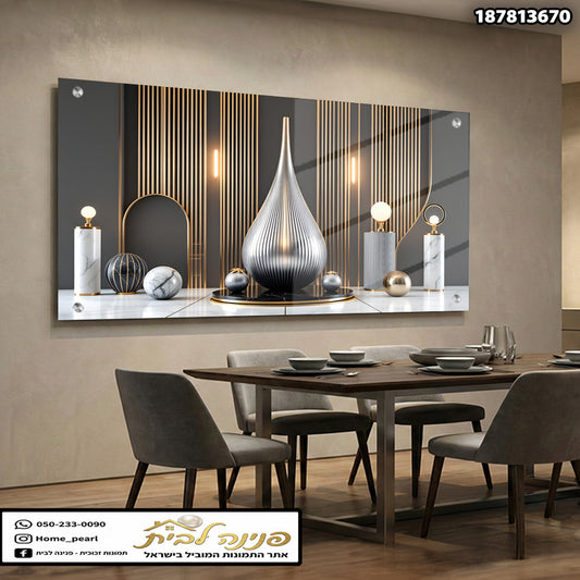 תמונה של עיצוב מודרני עם קישוטים מעוצבים - תמונות לבית - גוונים של אפור וזהב