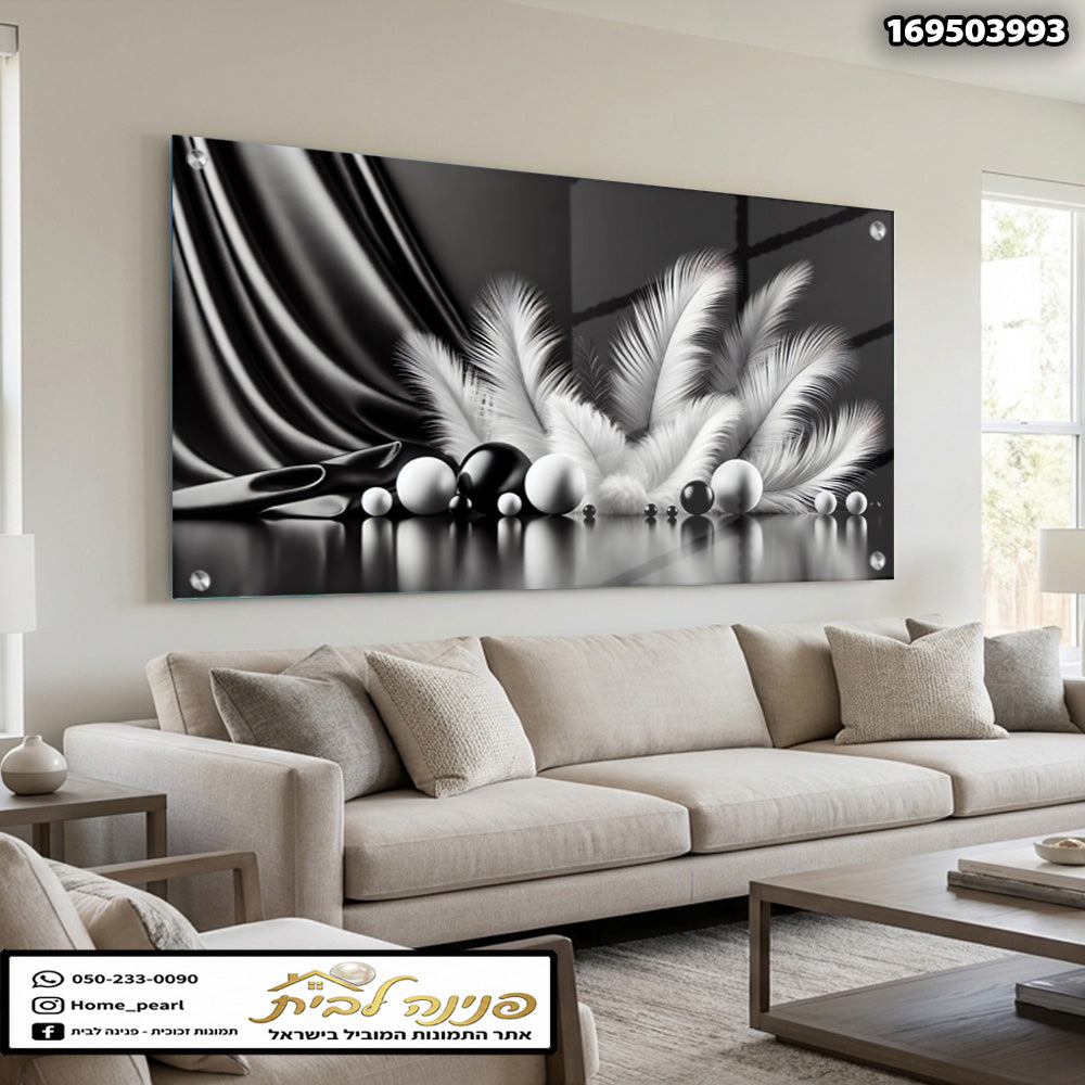 תמונה של קיר עם הדפסה על זכוכית - תמונות קיר - שחור ולבן