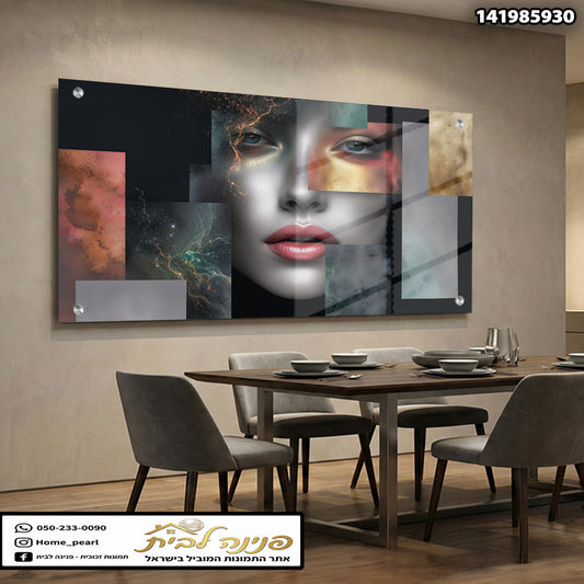 תמונה אמנותית של פנים - תמונות לבית - צבעים: שחור, לבן, אדום