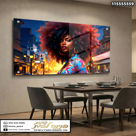 תמונה של אישה עם שיער מקסים - תמונות לבית - צבעים אדום, כחול, צהוב