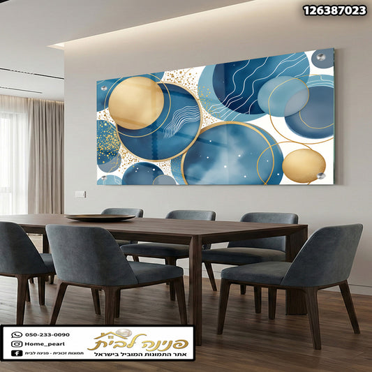 תמונה מתקדמת של תמונה על קיר - תמונות נוי - צבעים זהובים וכחולים