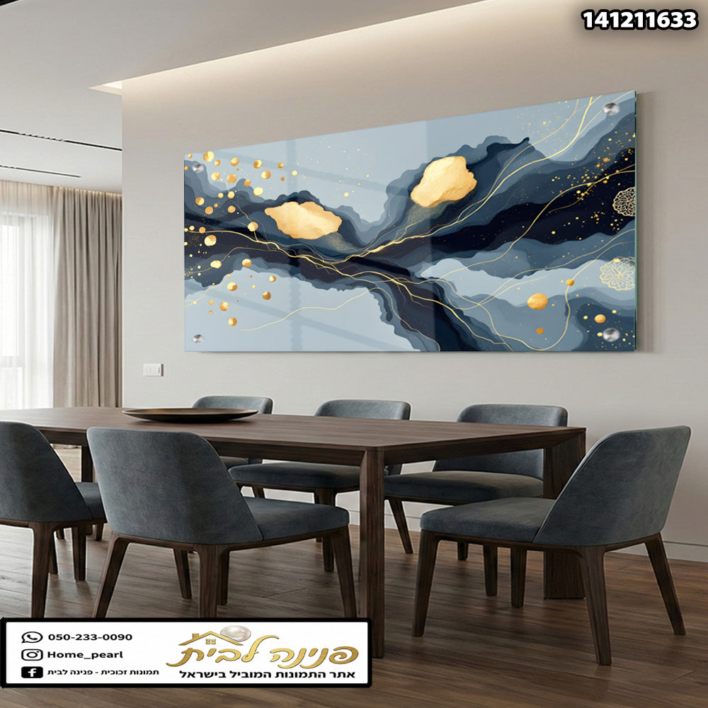 תמונה של יצירת אמנות על קיר - תמונות לבית - צבעים זהב וכחול