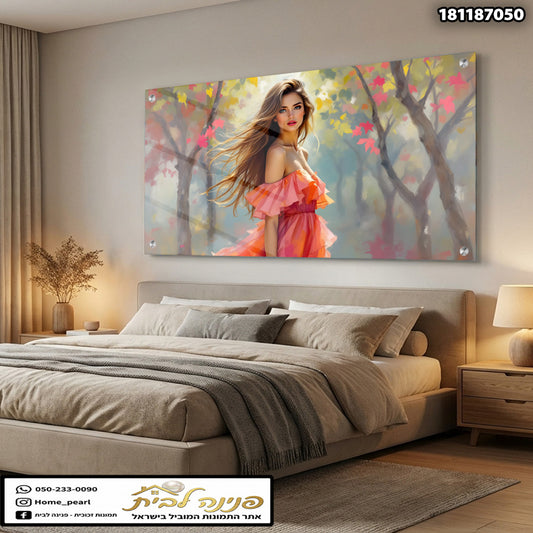 תמונה יפה של אישה בחדר - תמונות נוי - גוונים של ורוד