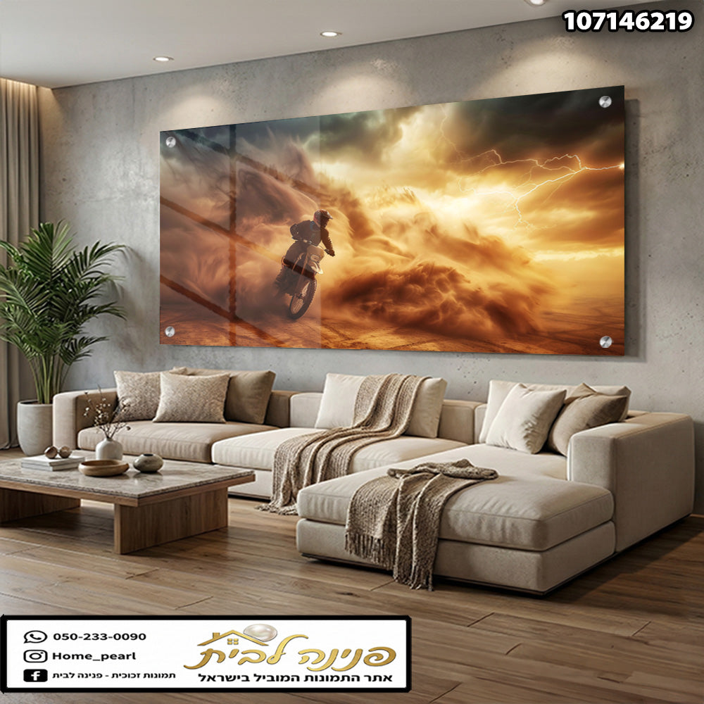 תמונה של רוכב אופנוע - תמונות זכוכית - חום