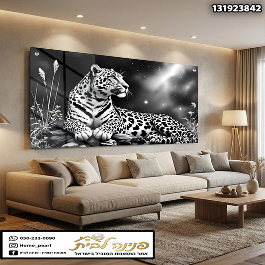 תמונה של נמר מקושט בסגנון שחור ולבן - תמונות לקיר - צבעים שחור ולבן