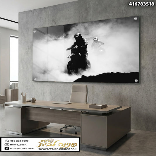 תמונה של רוכבי אופנועים בשחור לבן - תמונות קיר - גוונים של אפור