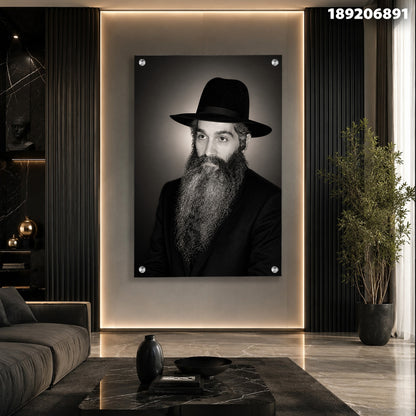 תמונה בשחור לבן של אדם עם זקן וכובע - תמונות נוי - שחור ולבן