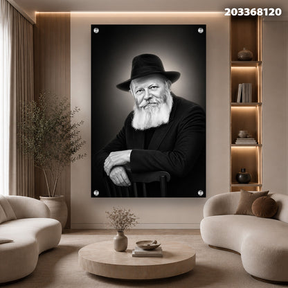 תמונה בשחור לבן של אדם עם זקן ארוך חובש כובע - תמונות נוי - שחור ולבן