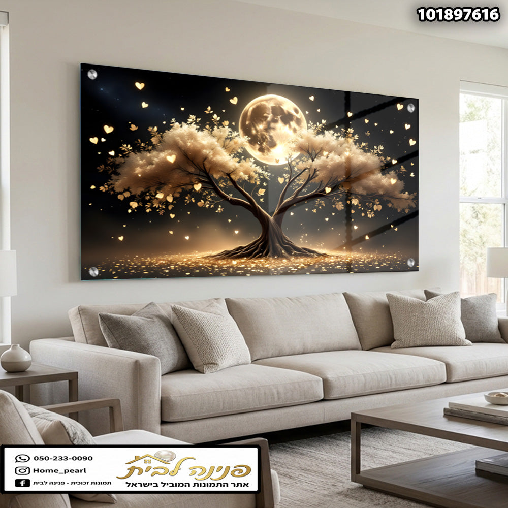 תמונה של עץ עם לבבות וזהב - תמונות נוי - צבעים שחור וזהב