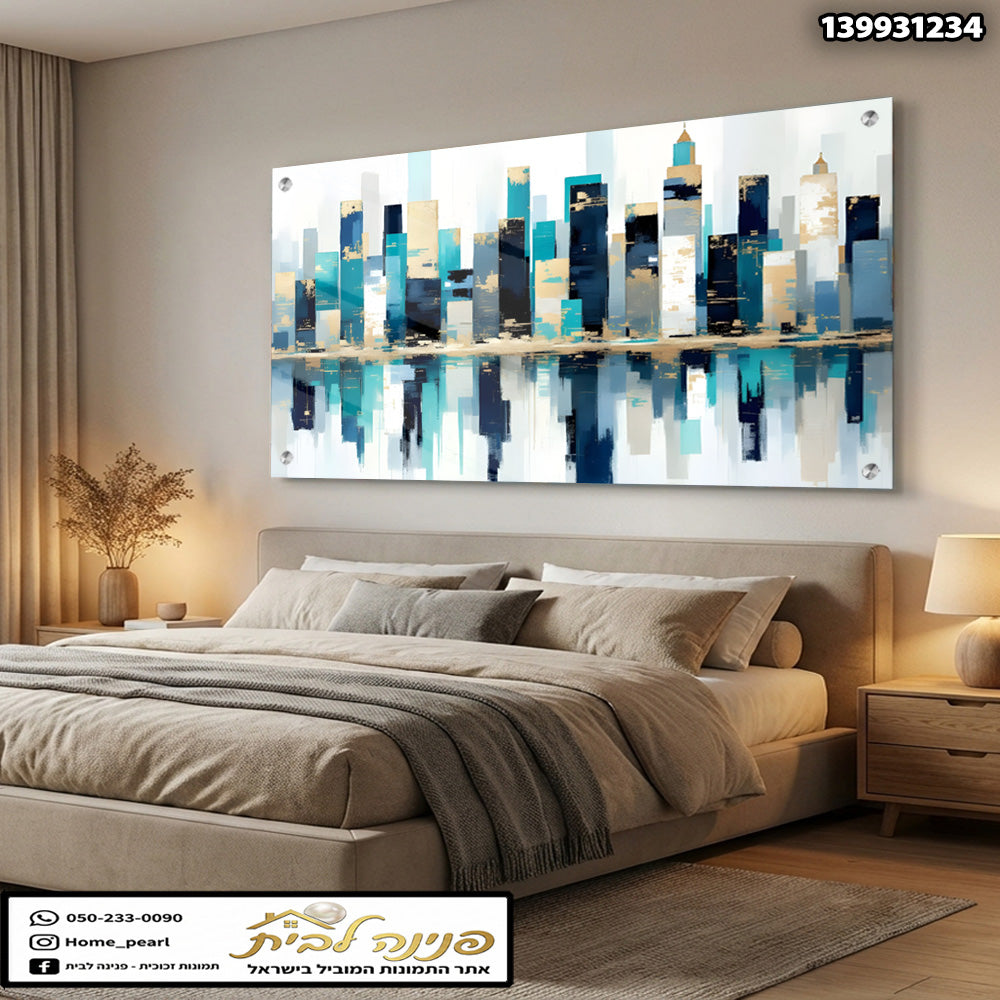 תמונה של נוף עירוני - תמונות קיר - צבעים כחול ולבן