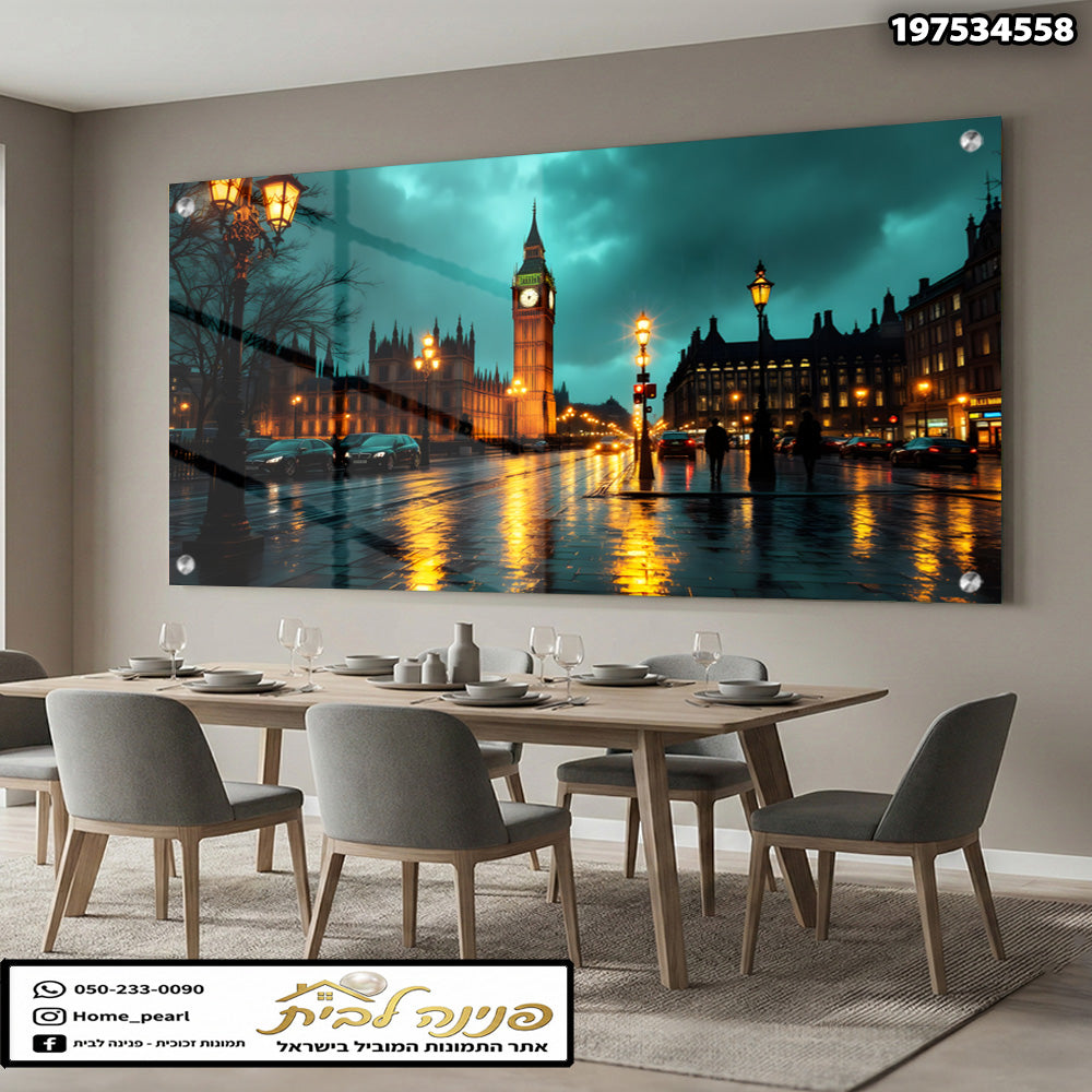 תמונה של נוף עירוני - תמונות זכוכית - צבעים כהים וכחולים