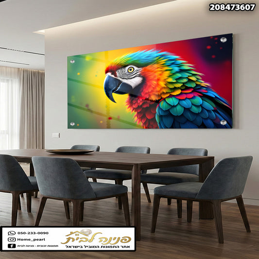 תמונה צבעונית של תוכי על קיר - תמונות קיר - צבעים שונים