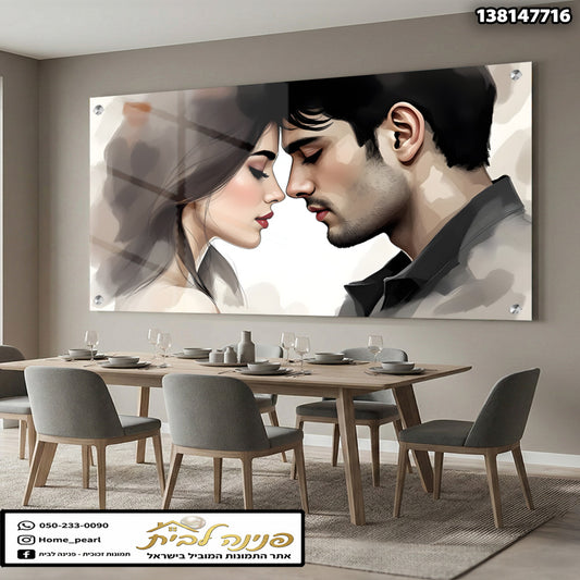 תמונה של זוג פנים אל פנים - תמונות נוי - גוונים של שחור ולבן