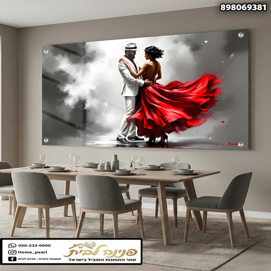 תמונה של זוג רוקד - תמונות קיר - צבעים אדום ושחור