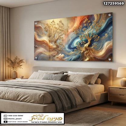 תמונהDecorativeArt - תמונות נוי - צבעים חום, כחול, וזהב