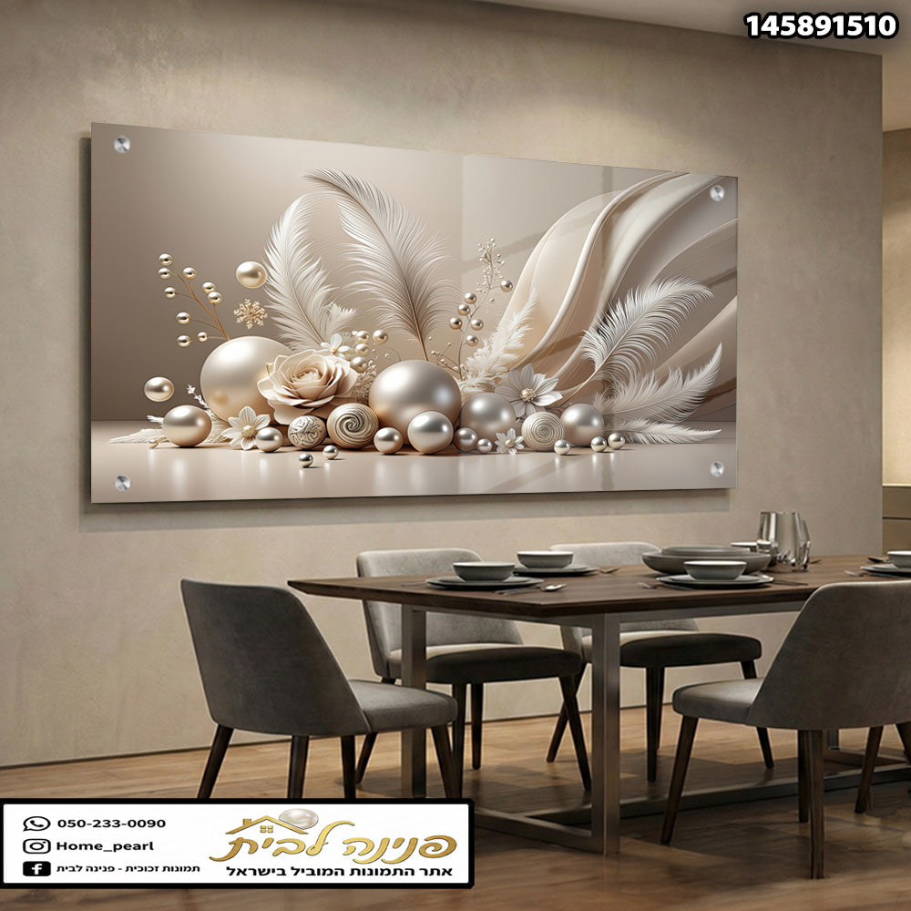 תמונה מעוצבת של פרחים וביצים - תמונות נוי - צבעים רכים כמו בז' ולבן