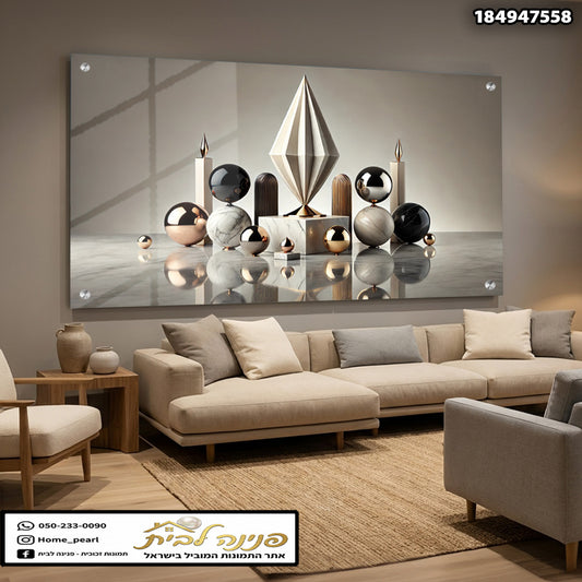 תמונה מעוטרת באומנות בעיצוב מודרני - תמונות נוי - שחור ולבן ומעט זהב