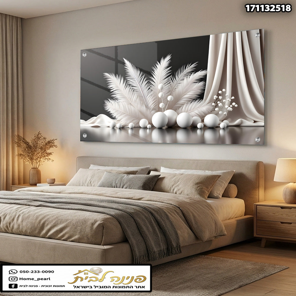 תמונה דקורטיבית של צמחייה לבנה - תמונות נוי - צבעים לבן ואפור