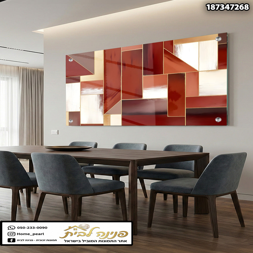 תמונה דקורטיבית על קיר - תמונות לבית - אדום, לבן, זהב