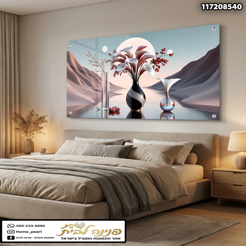 תמונה של אגרטלים עם פרחים - תמונות לבית - צבעים רומנטיים