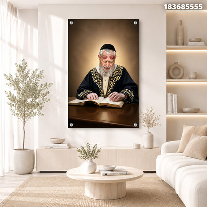 תמונה של איש זקן לומד בסלון - תמונות לסלון - גוונים של חום ובז'