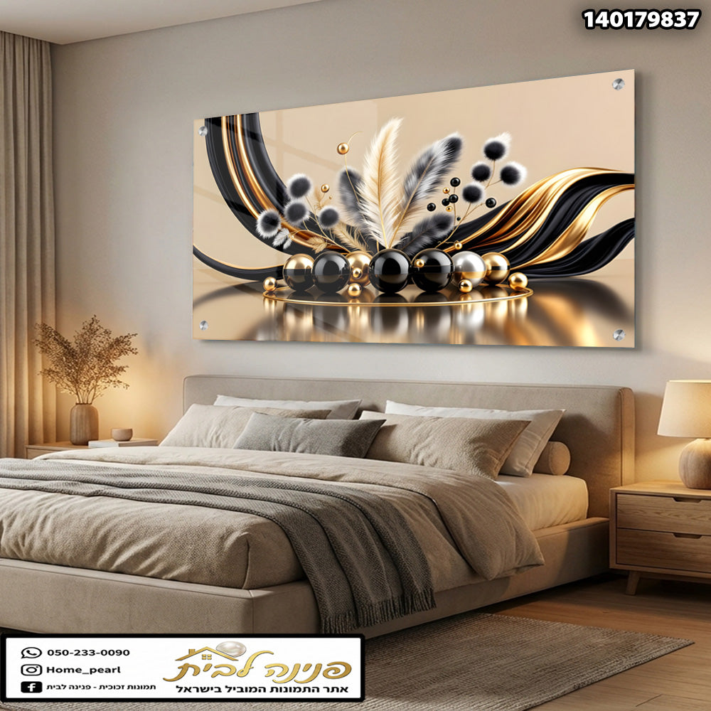 תמונה של עיצוב אלגנטי לבית - תמונות לבית - מוזהב, שחור ולבן
