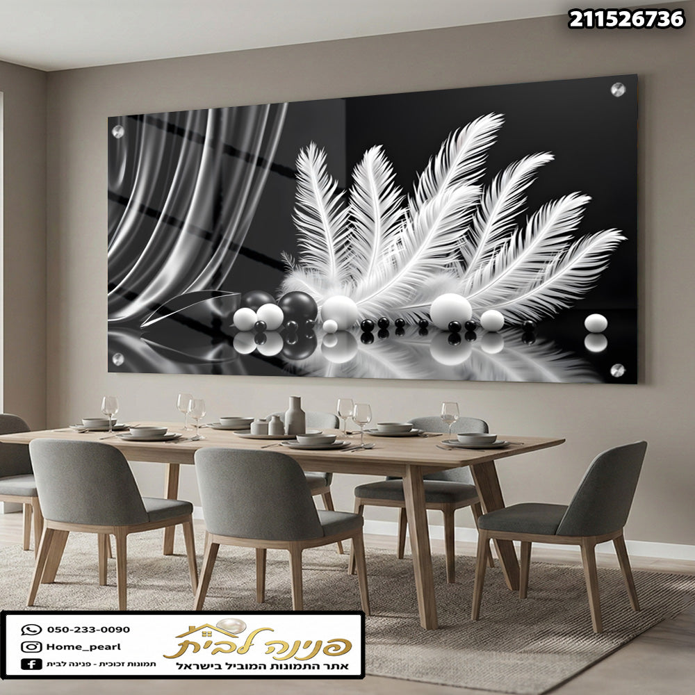 תמונה של יצירת אמנות אלגנטית על זכוכית - תמונות קיר - שחור ולבן