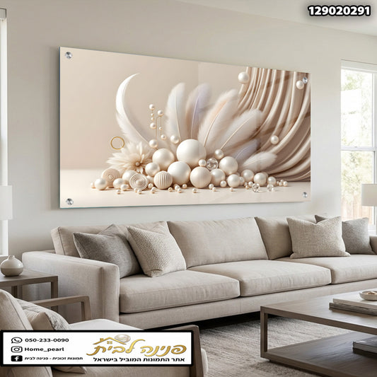 יצירת אמנות אלגנטית על קיר - תמונות נוי - גוונים לבנים
