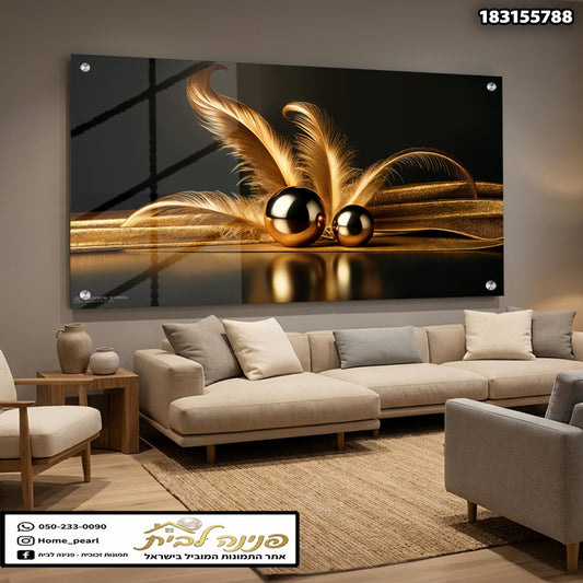 תמונה של אמנות אלגנטית - תמונות לבית - צבעים שחור, זהב וחום