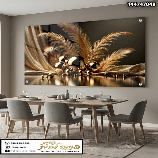 תמונה של עיצוב אלגנטי עם כדורים בזהב - תמונות נוי - גוונים של זהב ושמנת