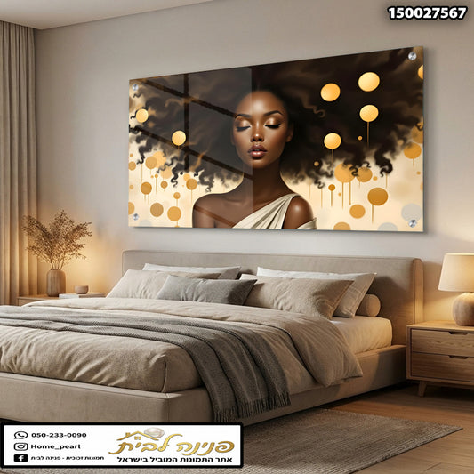 תמונה של פורטרט אלגנטי על זכוכית - תמונות זכוכית - צבעים זהב וחום