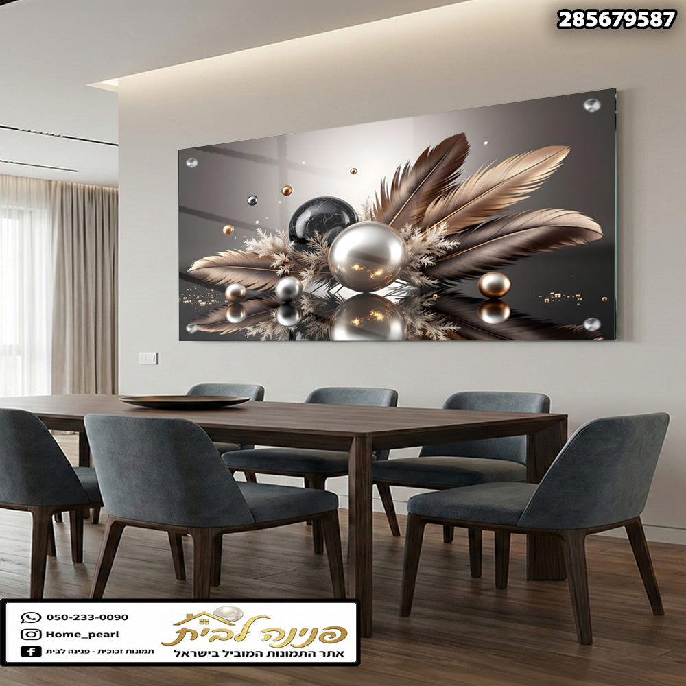 תמונה מעוצבת לקיר בסגנון מודרני - תמונות נוי - גוונים של אפור וזהב