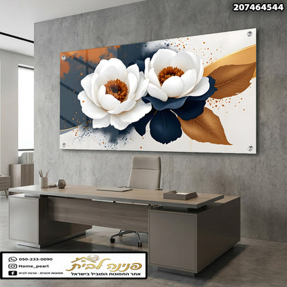 תמונה של פר flowers במשרד - תמונות קיר - צבעים לבן, כחול, חום