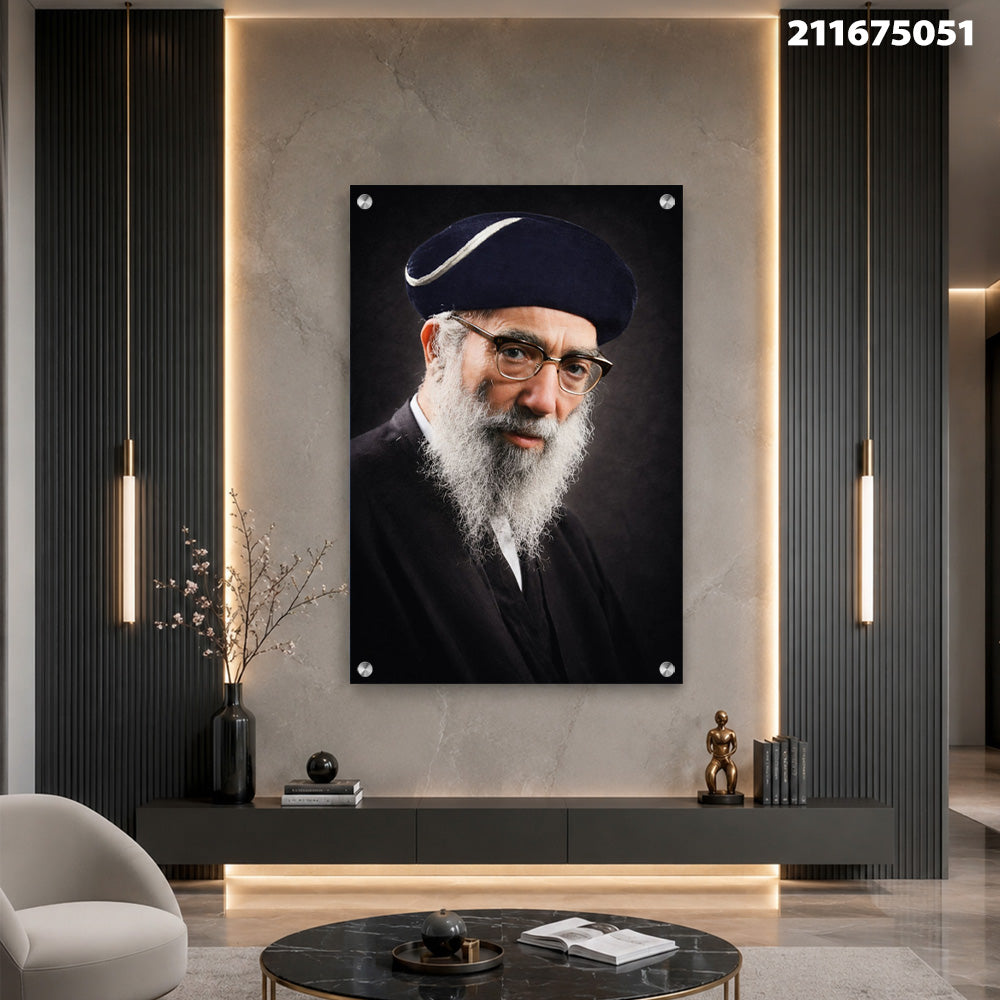 תמונה ממוסגרת של דמות עם זקן וכובע - תמונות נוי - צבעים שחור ולבן