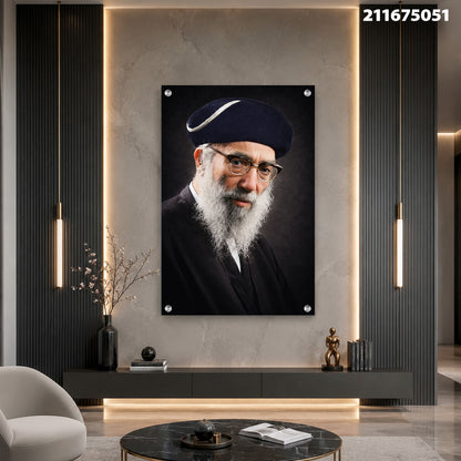 תמונה ממוסגרת של דמות עם זקן וכובע - תמונות נוי - צבעים שחור ולבן