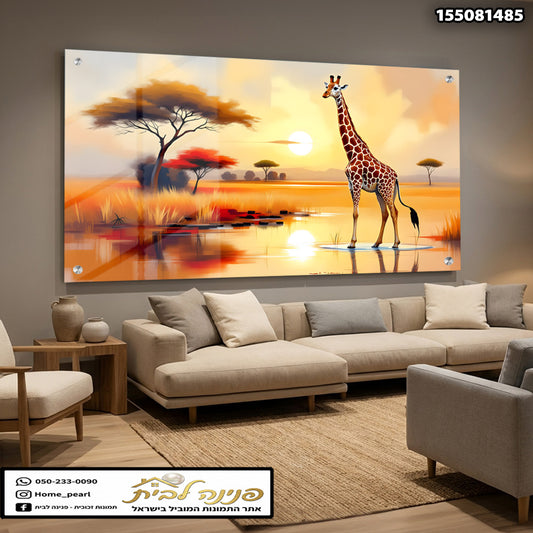 תמונה של ג giraffe בסביבה טבעית - תמונות לסלון - צבעים חמים