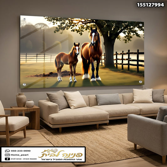 תמונה של סוסים בשדה - תמונות נוי - צבעים חמים