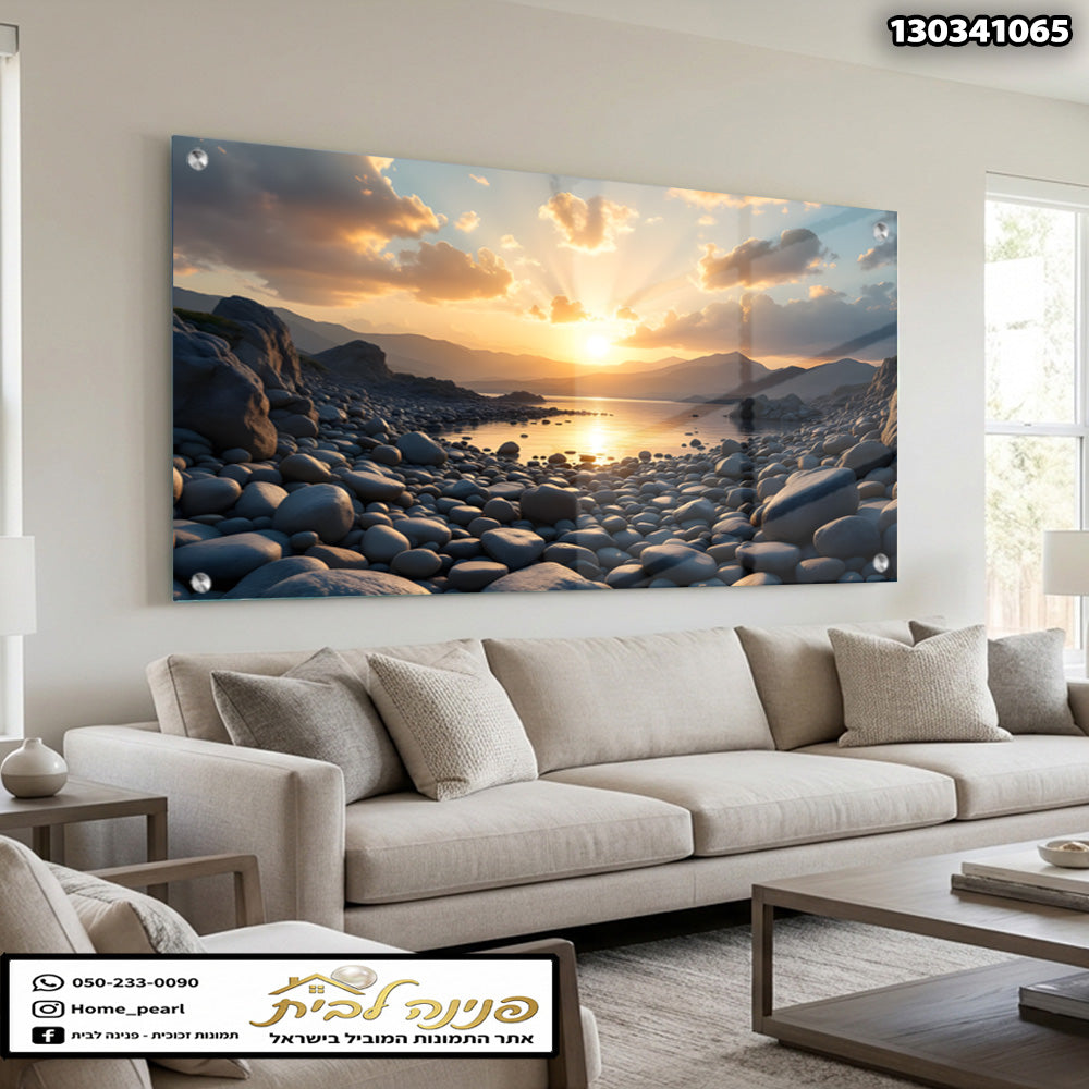 תמונה של נוף בהדפסה על זכוכית - תמונות לבית - צבעים אפורים