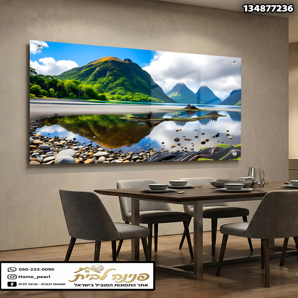 תמונה של נוף - תמונות נוי - צבעים ירוק, כחול וחום